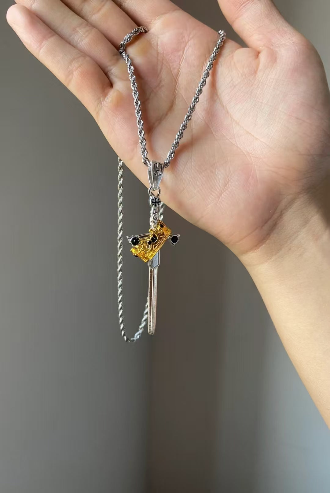 Crown and Sword Necklace