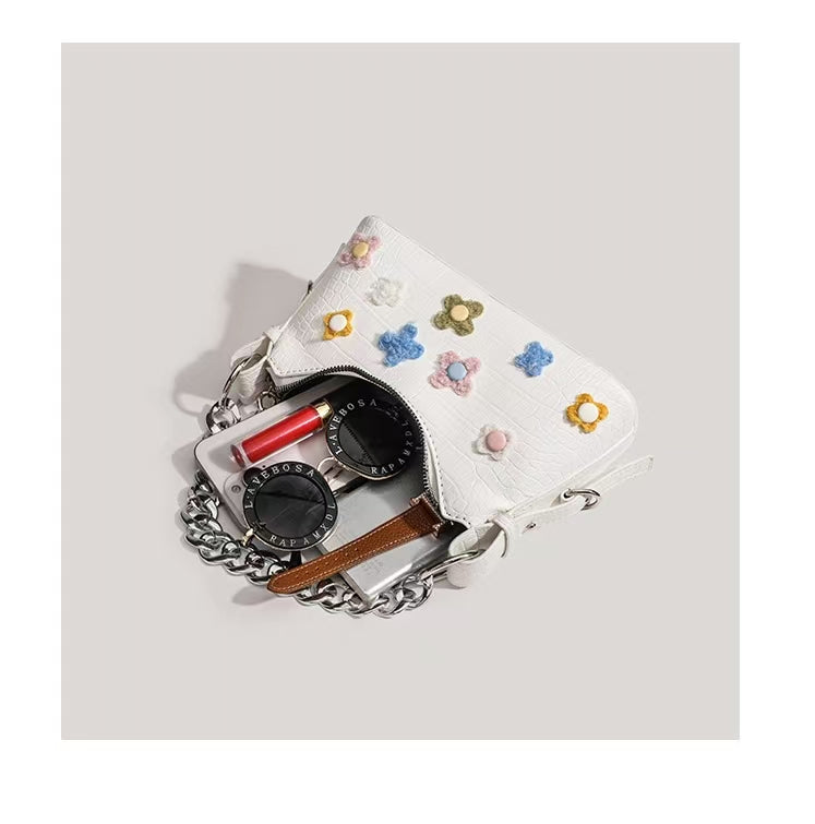 Y2K colorful flower chain messenger bag