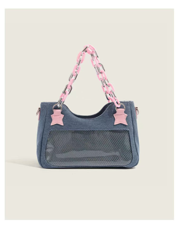 Y2K Pink star Pink chain shoulder bag
