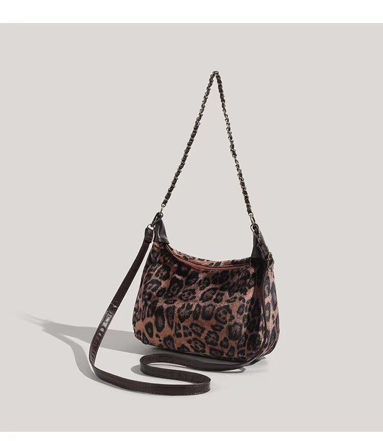 Y2K leopard print shoulder bag