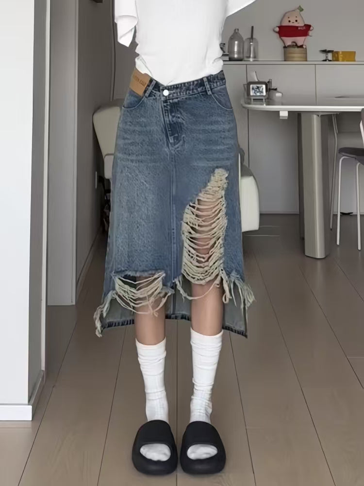 Y2K Broken denim skirt