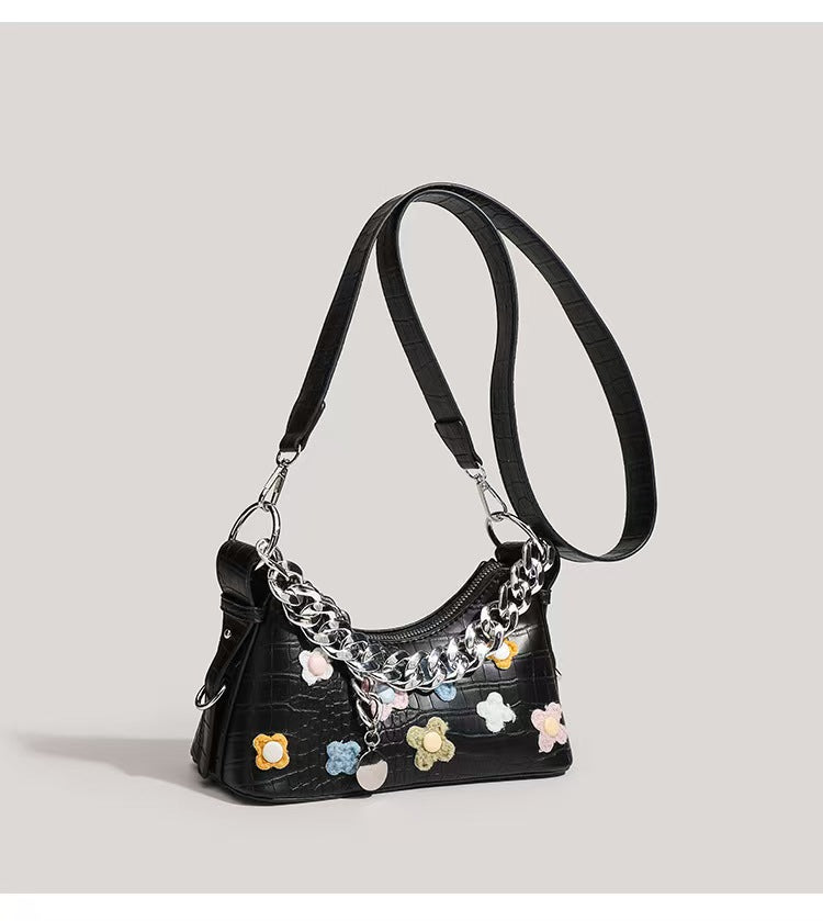 Y2K colorful flower chain messenger bag
