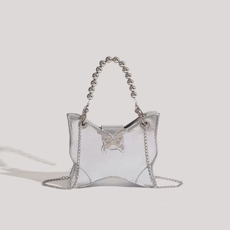 Y2K butterfly Round bead chain Handbag