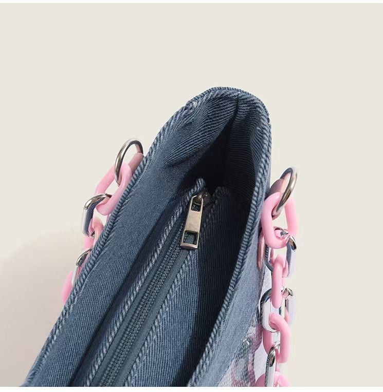 Y2K Pink star Pink chain shoulder bag