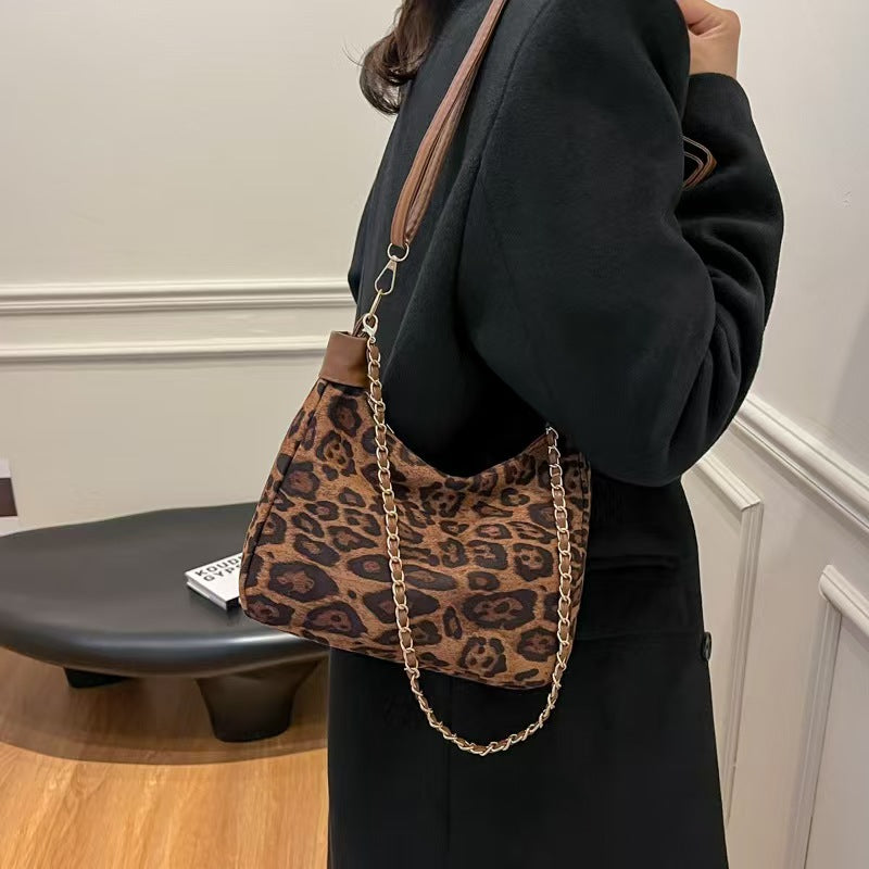 Y2K leopard print shoulder bag