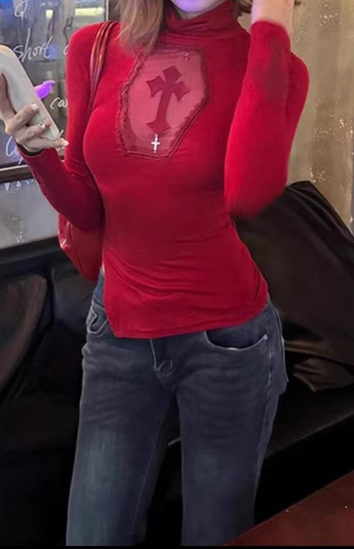 Gothic style Red retro top