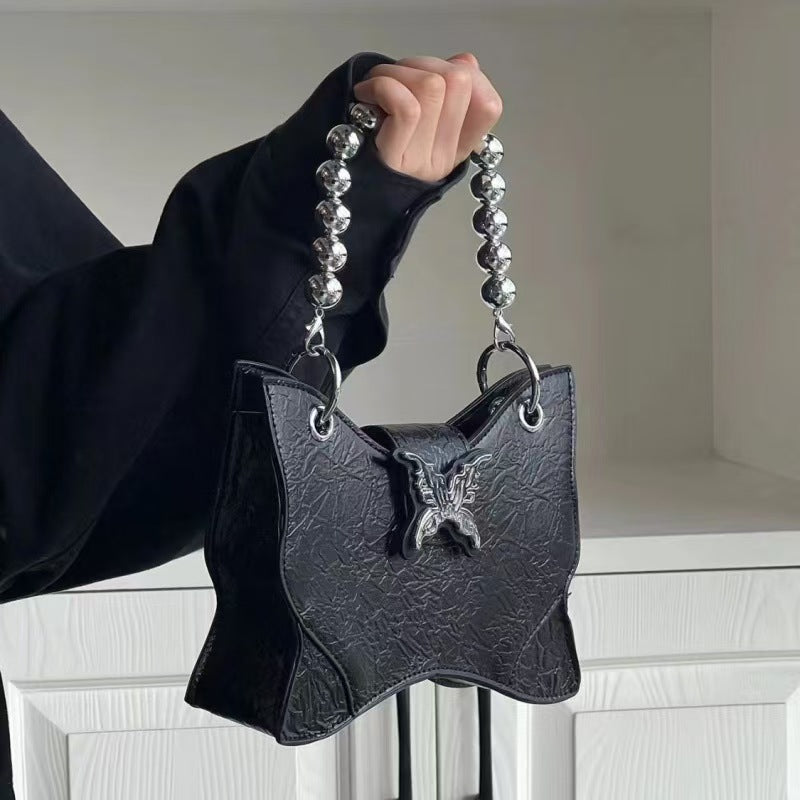 Y2K butterfly Round bead chain Handbag