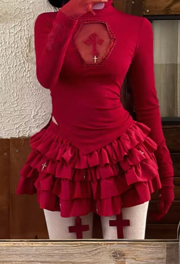 Gothic style Red retro top