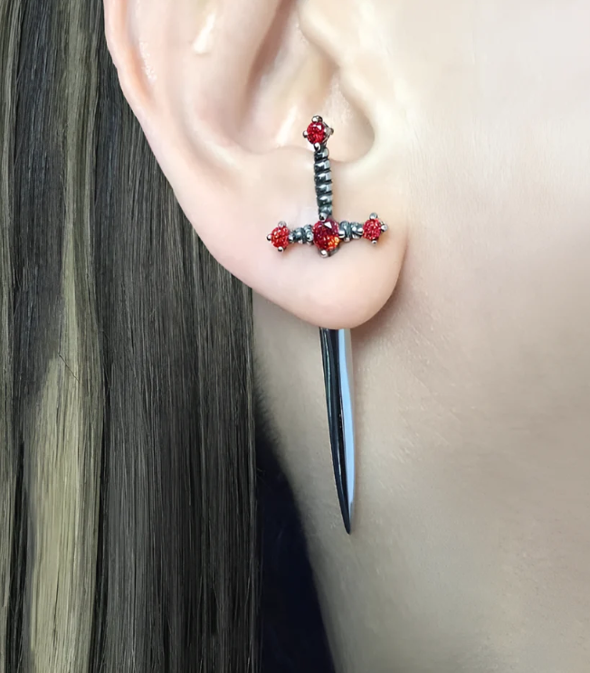 Sword Earrings - Gothic Sword Dangle Design, Punk & Alternative Jewelry