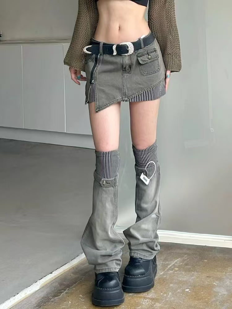 Y2K hip skirt + leg socks set