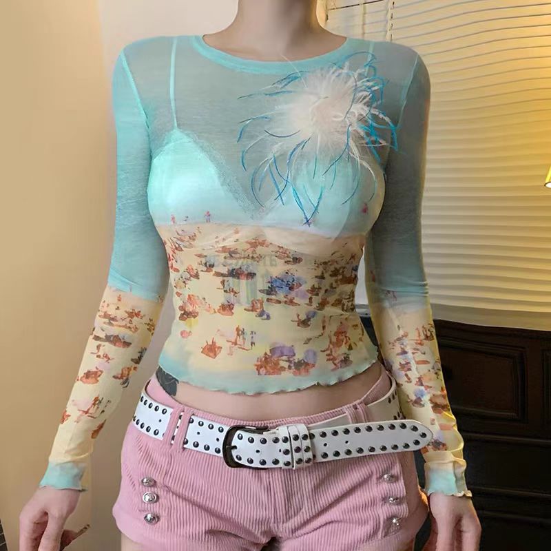 Y2K Translucent long sleeved top