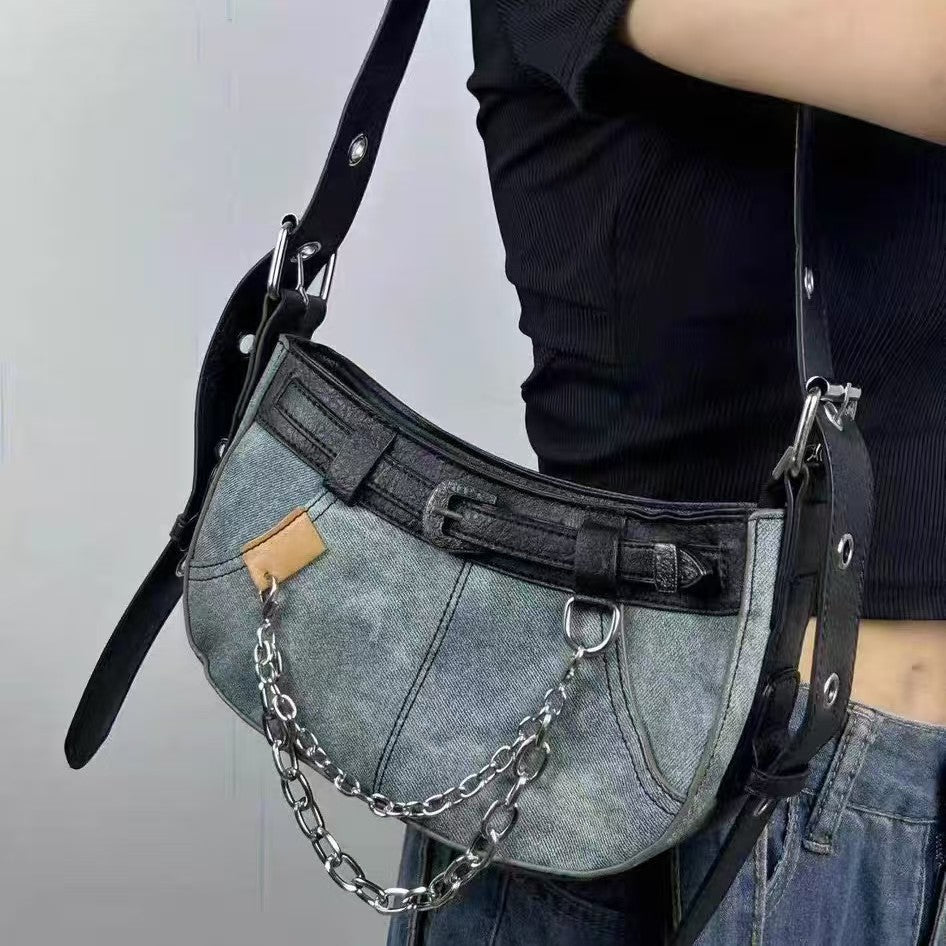 Y2K denim shoulder bag