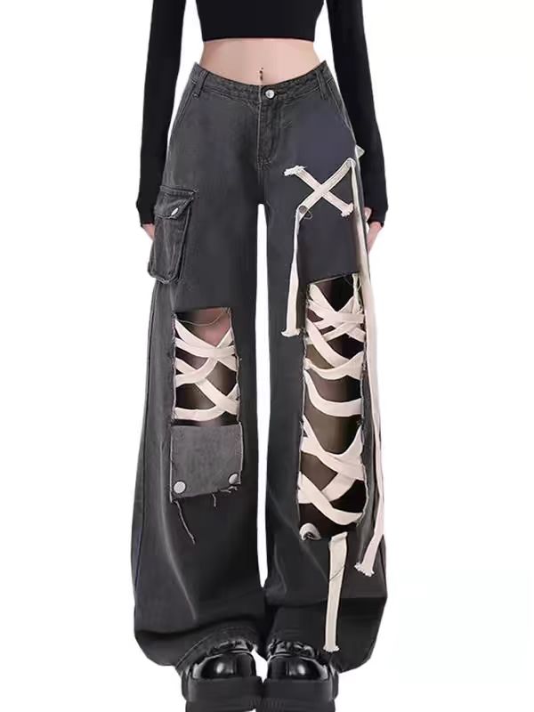 Y2K Bandage Patch Design pants