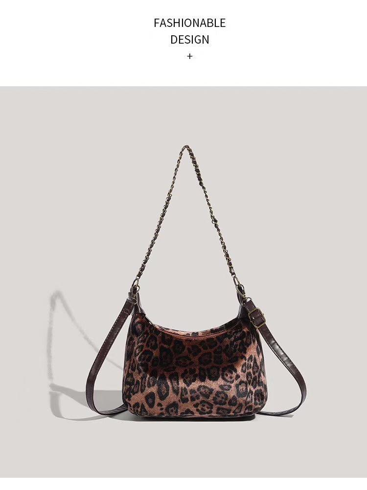 Y2K leopard print shoulder bag