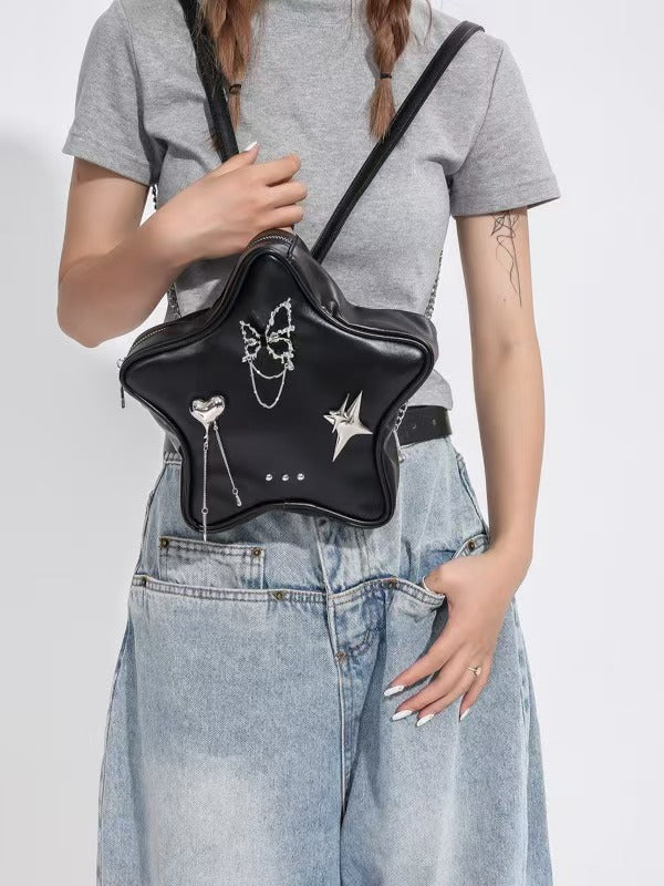 Y2K Star Black Backpack