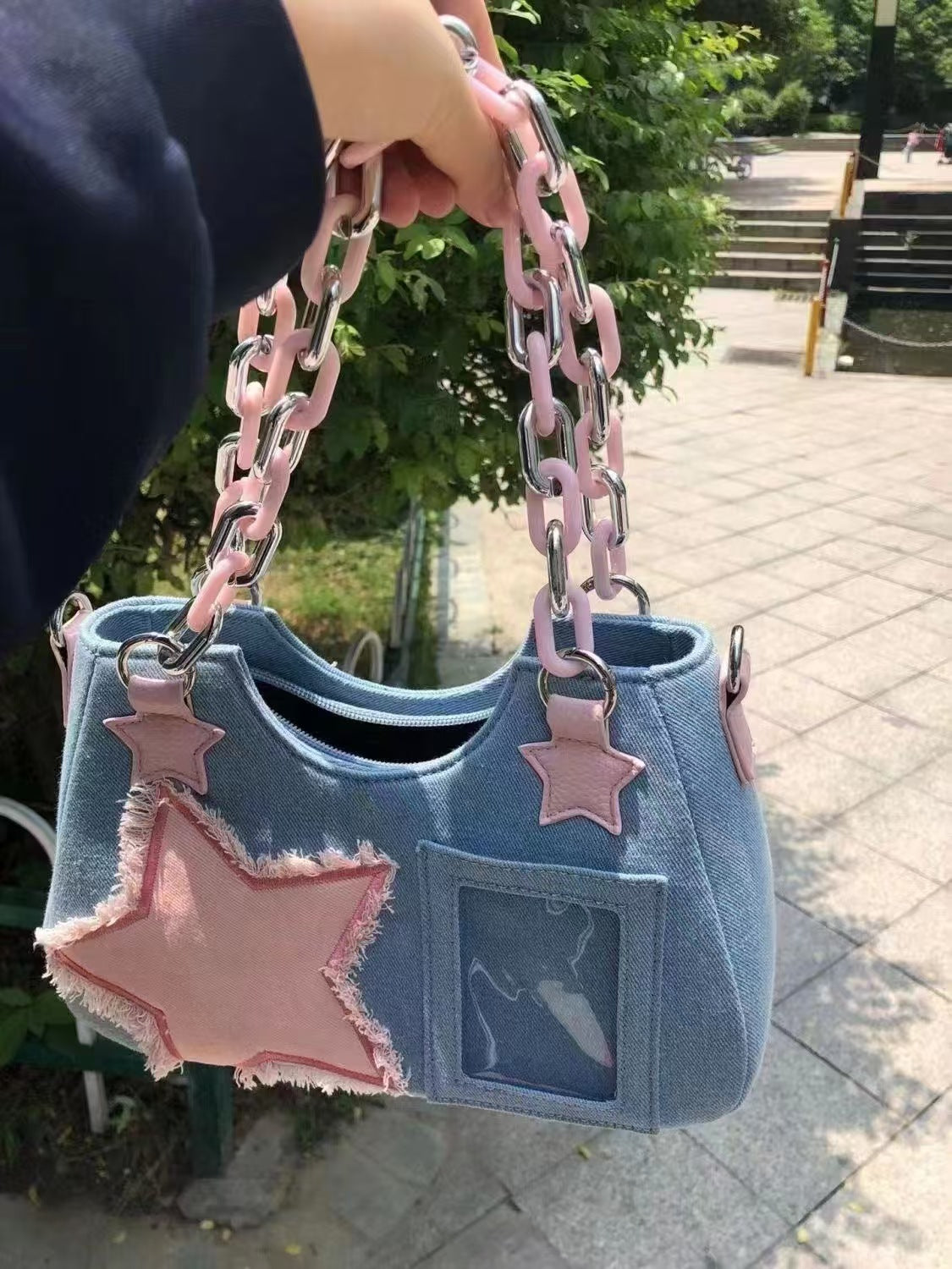Y2K Pink star Pink chain shoulder bag