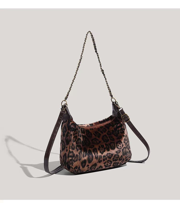 Y2K leopard print shoulder bag