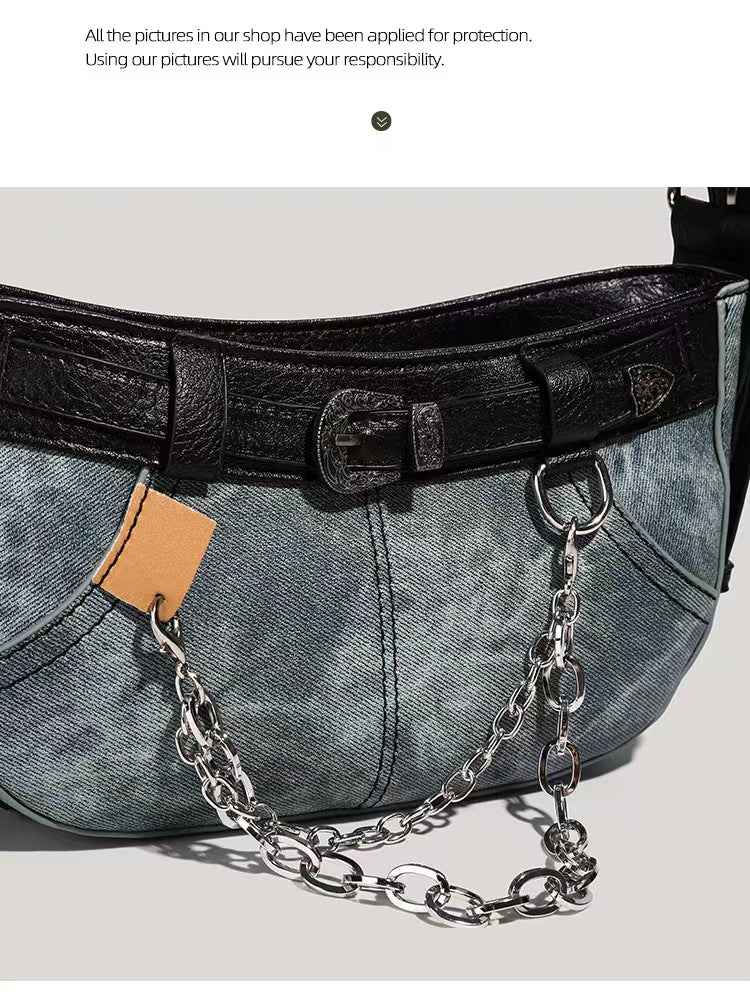 Y2K denim shoulder bag