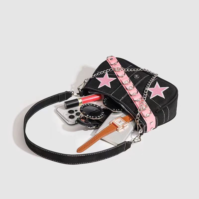 Y2K Pink star chain shoulder bag
