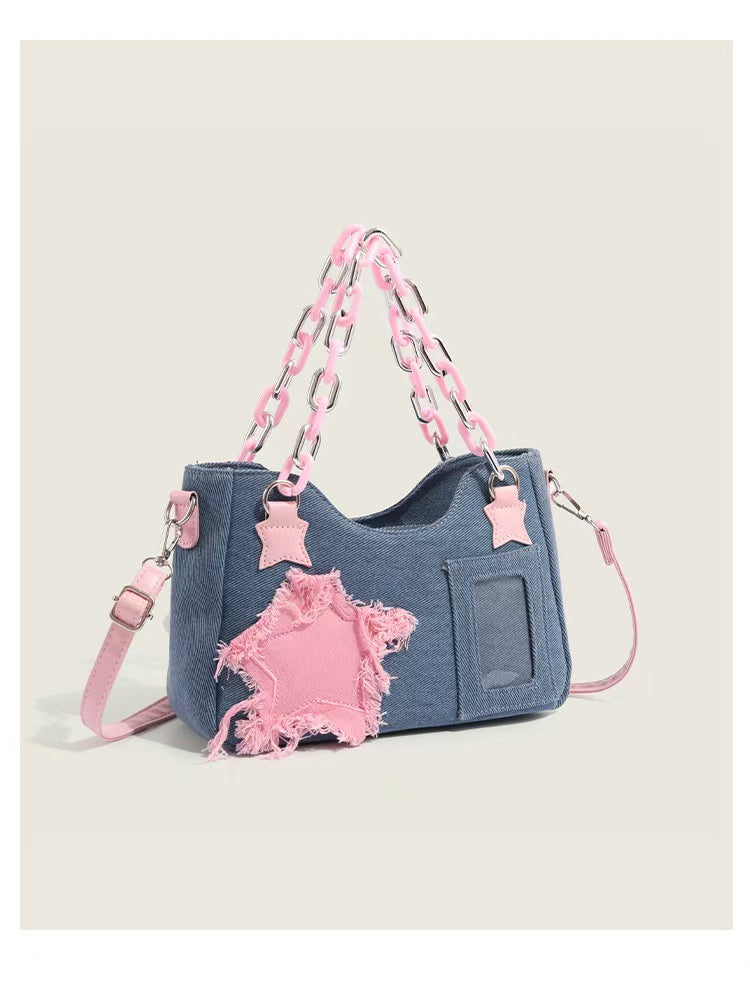 Y2K Pink star Pink chain shoulder bag