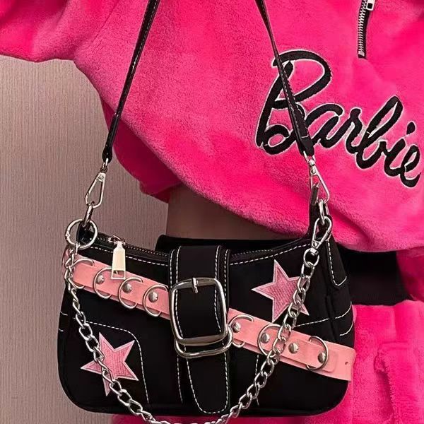 Y2K Pink star chain shoulder bag
