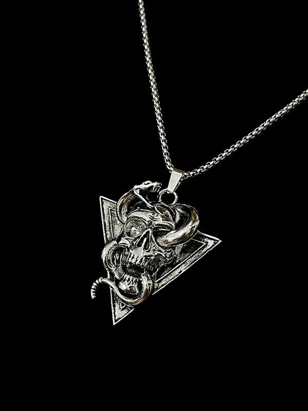 Y2K gothic male jewelry with Capricorn goat skull and ghost pendant necklace