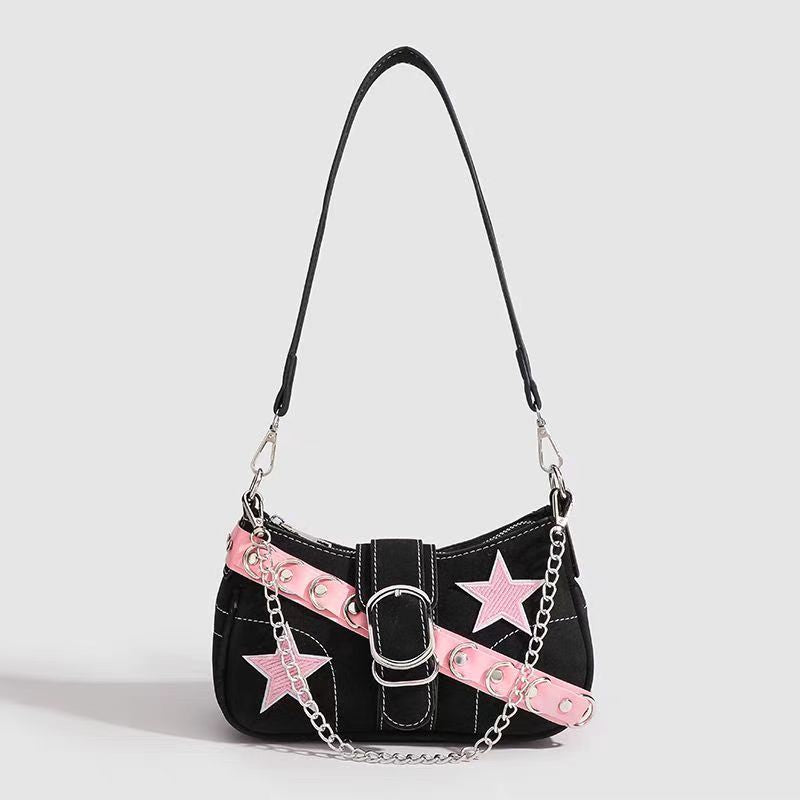 Y2K Pink star chain shoulder bag