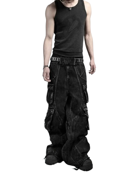 Black wide leg work pants