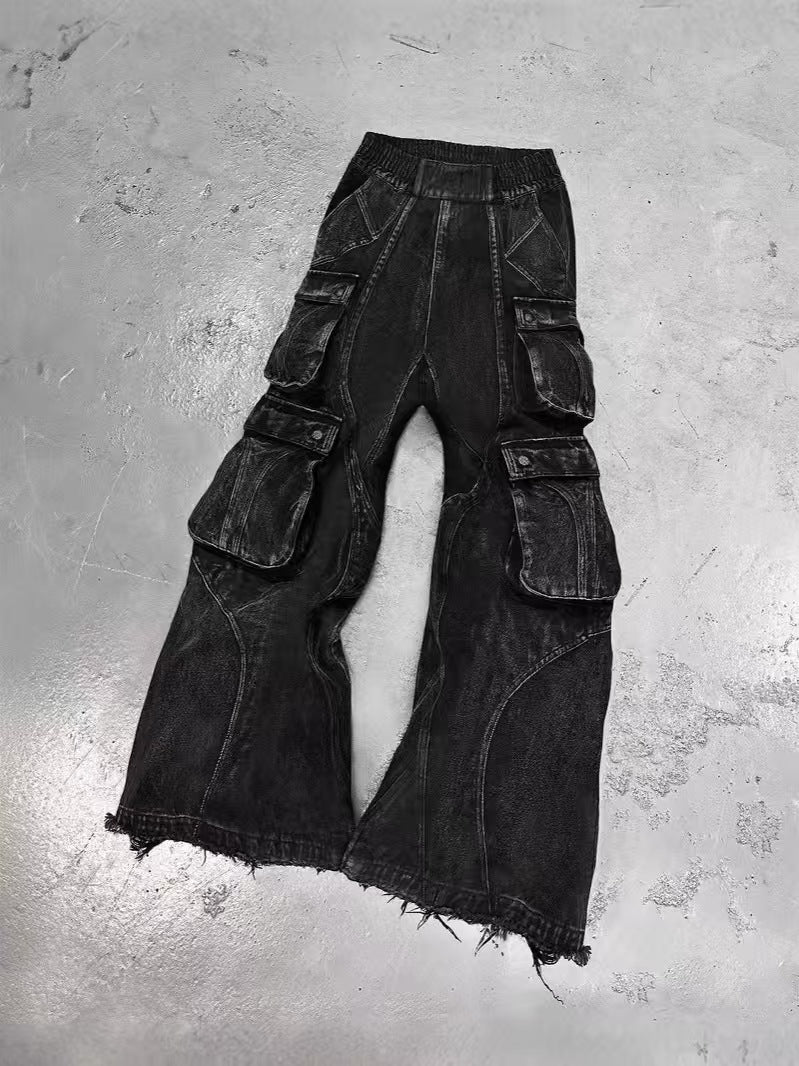 Black wide leg work pants